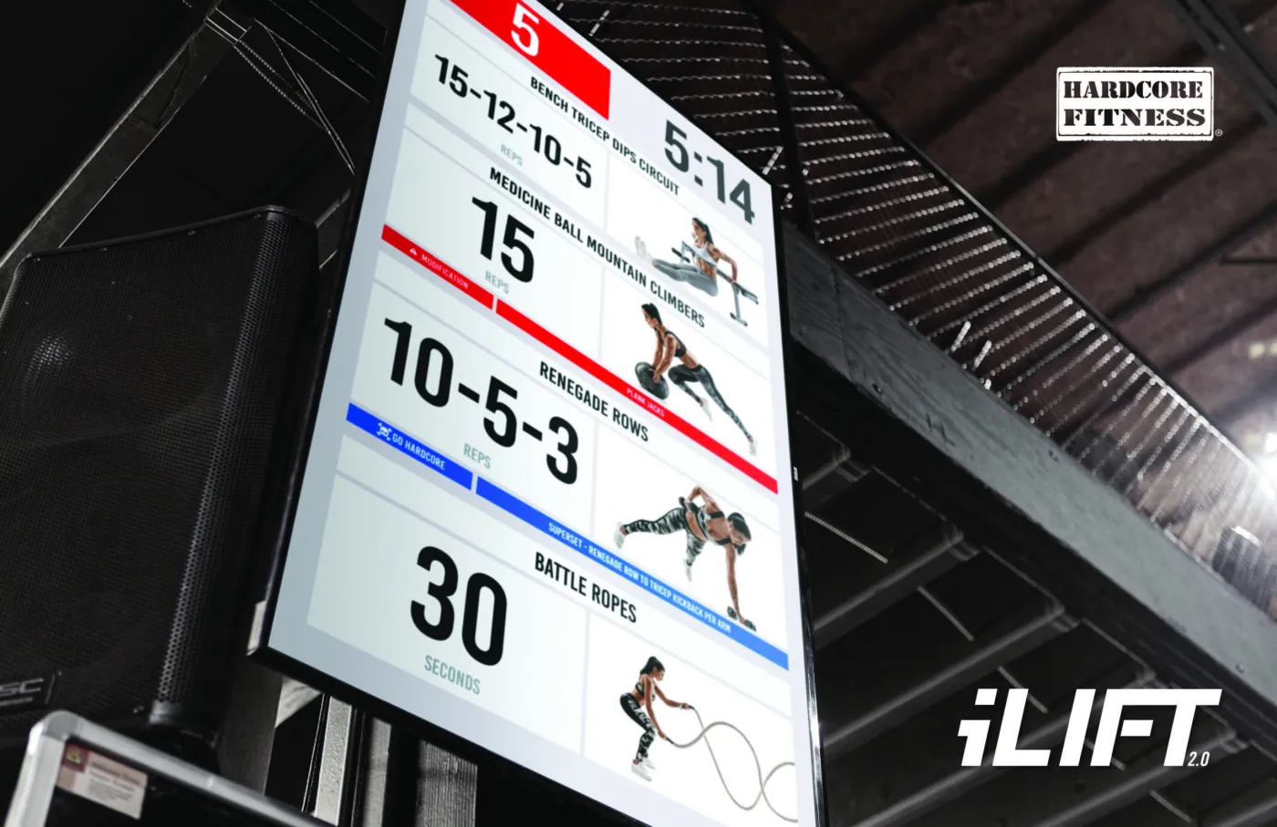 i.L.I.F.T. technology screen showing guided workout stations